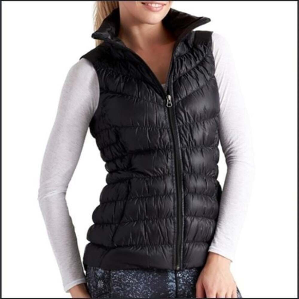Athleta Women S Downalicious Deluxe Vest Down Filled Insulated Black Puffer